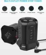 Power Strip Tower Surge Protector BEVA 10ft Flat Plug Desktop Charging Station 9 AC Outlets 4 USB Ports, 900 Joules, Long Extension Cord for Home Office Appliances Smartphones Computer Tablets(Black) - Image 4